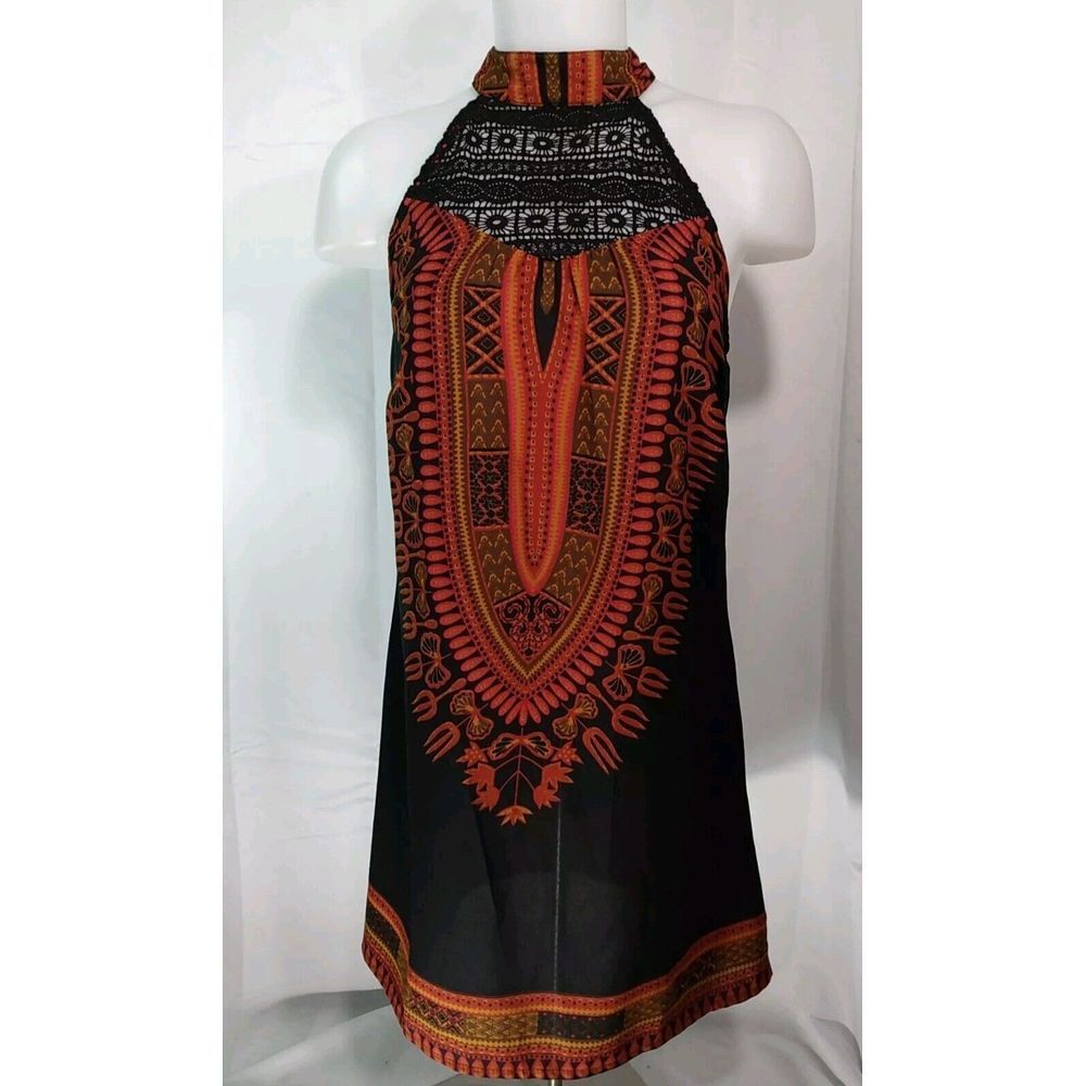 American Rag Women Halter Tunic Boho Tribal Print Dress Size Xsmall